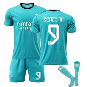 Real Madrid Second Away Grøn trøje nr. 9 Benzema nr. 10 Modric fodboldtrøjesæt børneskjorte H 21 22 BENZEMA 9 Kids 24(130-140CM)