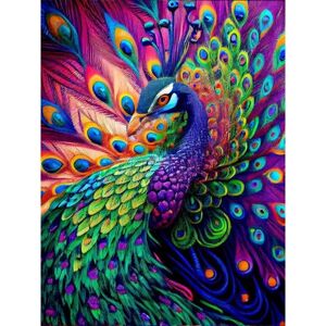 AVANA 5D diamant malesæt til voksne 30x40cm- Peacock Diamond Art