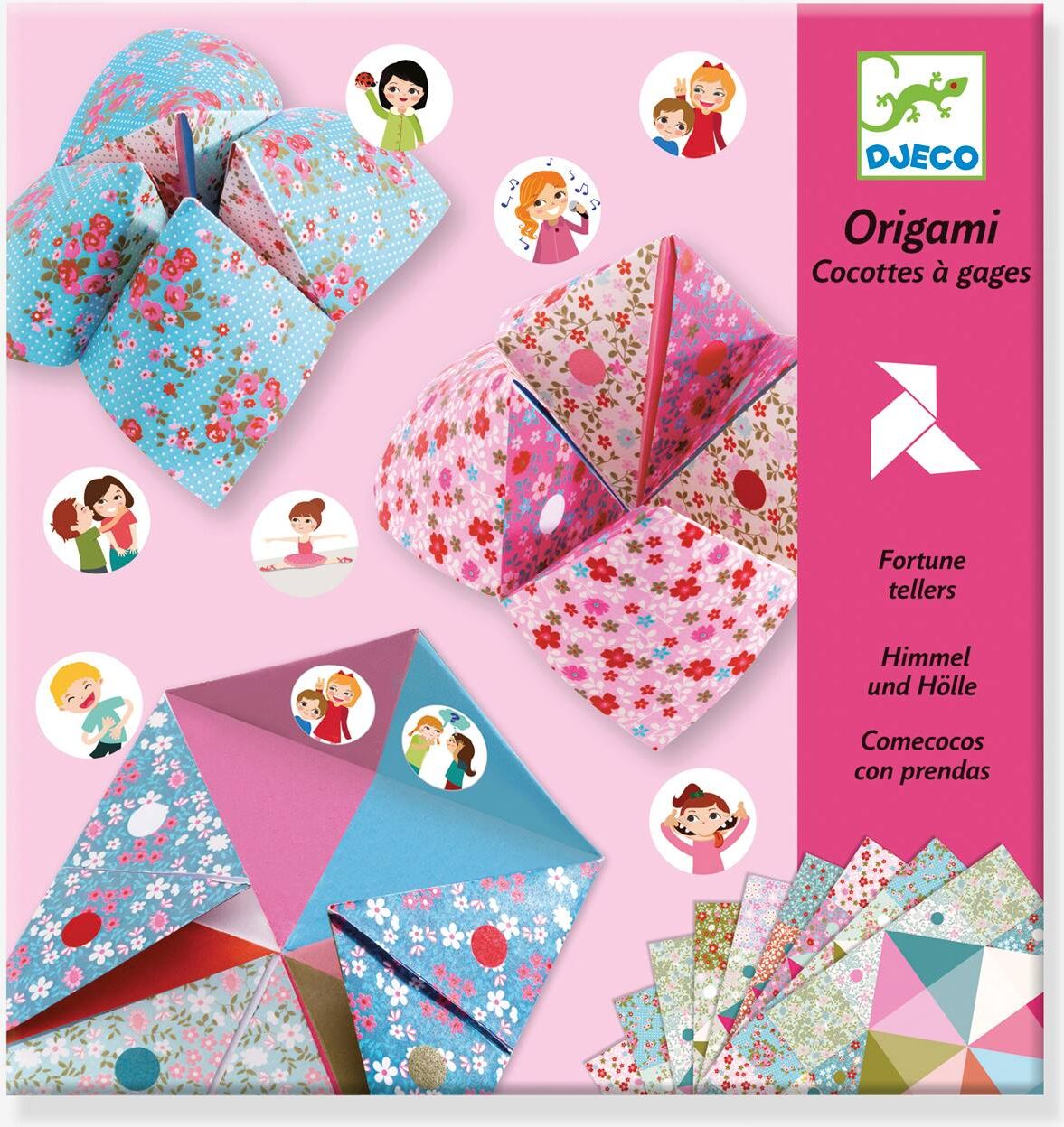 Origami - Comecocos de papel Flores DJECO rosa