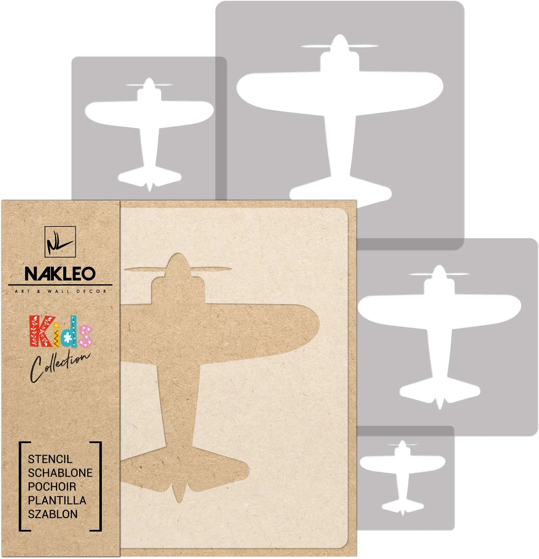 Nakleo KIDS Plantilla de plástico reutilizable (5 piezas) // AVIONES #2