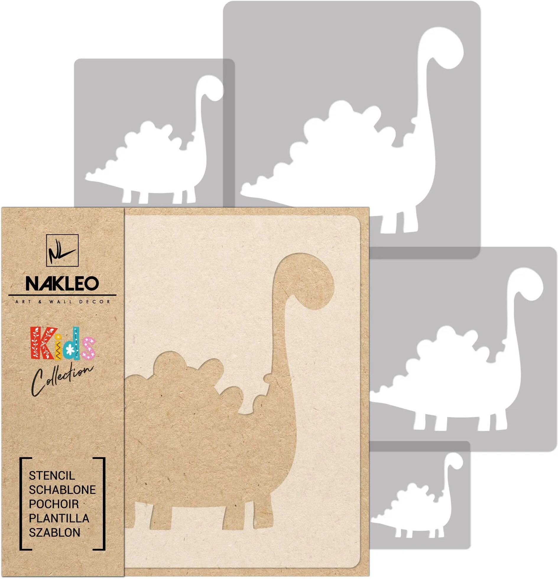 Nakleo KIDS Plantilla de plástico reutilizable (5 piezas) // DINOSAURIO