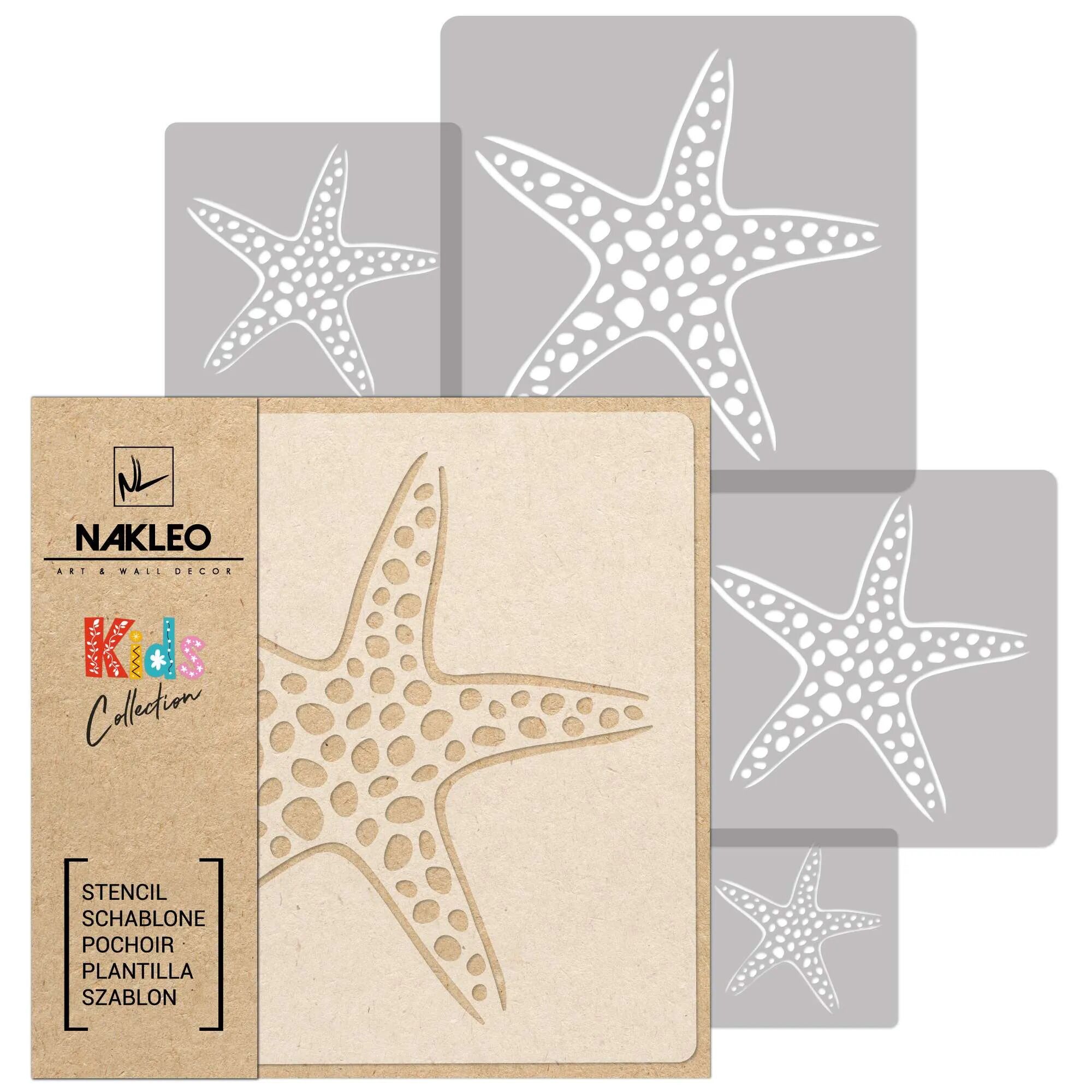 Nakleo KIDS Plantilla de plástico reutilizable (5 piezas) // ESTRELLAS DE MAR