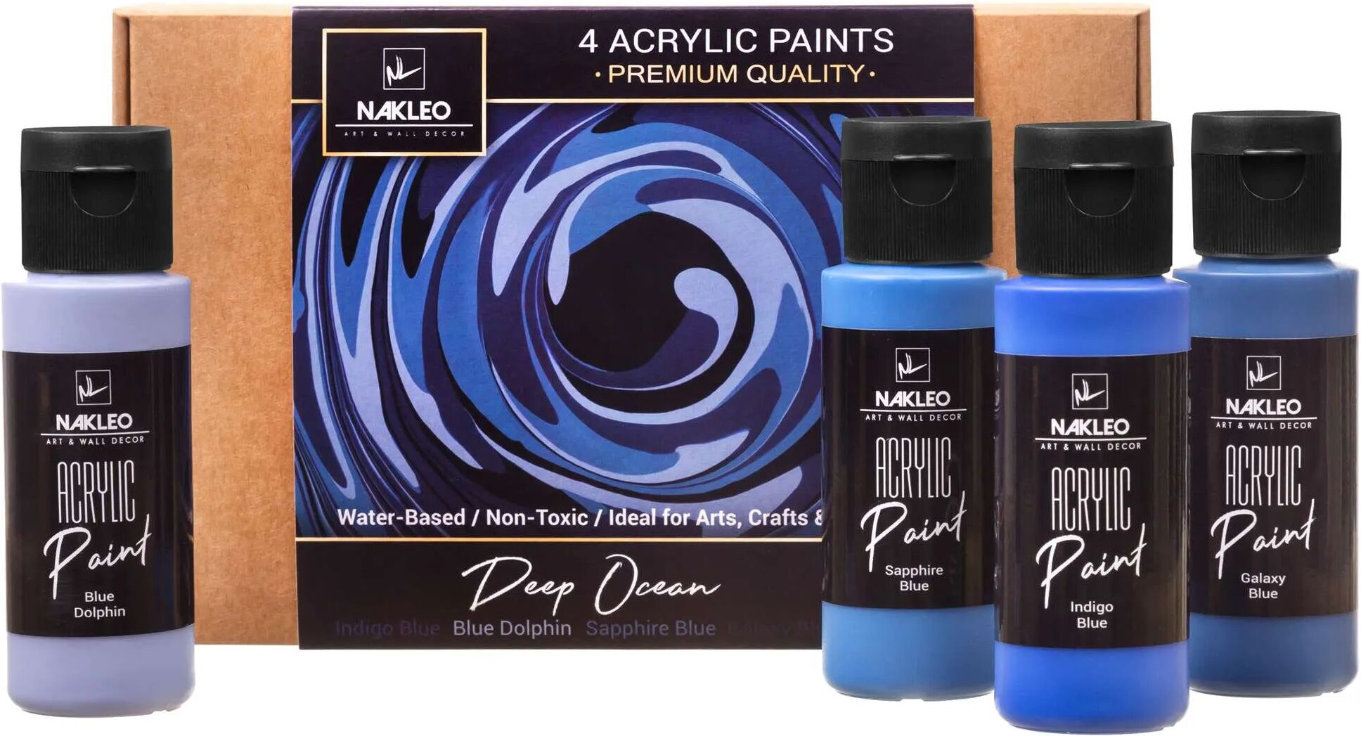 Nakleo Set de pintura acrílica para plantillas - 4 colores (60ml - 2oz) - DEEP OCEAN