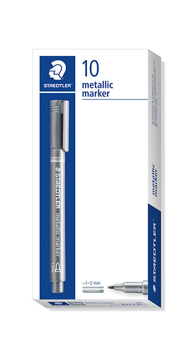 Staedtler Rotulador permanente  metalizado plata 10u