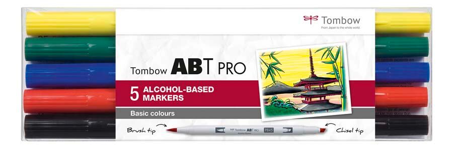 Tombow Rotulador  Abt Pro Dual Brush básicos 5 colores