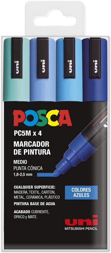 POSCA Marcadores  PC-5M azules 4 colores