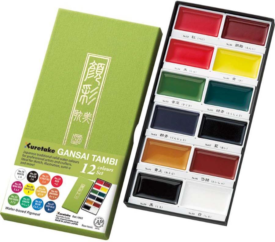 Kuretake Acuarelas  Gansai Tambi 12 colores