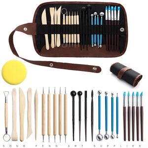 Lot de 25 outils de sculpture Outil Modelage Argile Sculpting Tools avec pochette réutilisable pour Débutants, Mandala Rock Peinture, artisanat - Publicité