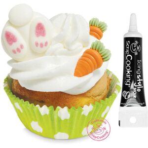 Decors sucres lapin et carotte + Stylo de glacage noir Scrapcooking