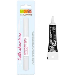 Stylo pinceau colle alimentaire 2 ml + Stylo de glacage noir Scrapcooking