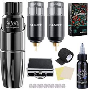 Kit de tatouage sans fil avec mât, Machine à tatouer rotative, stylo, batterie, alimentation électrique sans fil