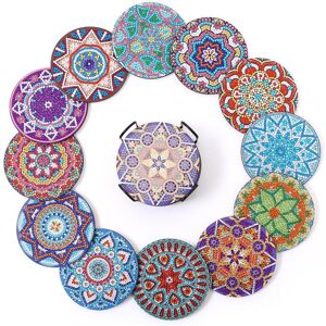 Sous-verres d art en diamant avec support, 12 pièces, bricolage, motif Mandala, Kits de peinture diamant à forte adhérence - Publicité