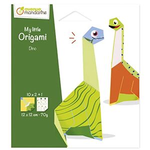 Avenue Mandarine Une pochette My little Origami Kit initiation à l'Origami 20 feuilles 12x12 cm 70g avec modèle de pliage inclus OR517C, Dinosaure - Publicité