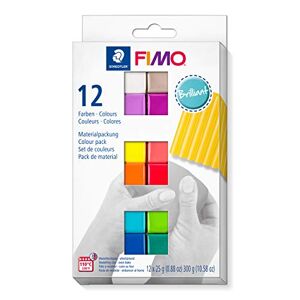 Staedtler FIMO Soft, Assortiment de 12 demi-pains de pâte FIMO aux couleurs brillantes assorties, Pâte à modeler durcissant au four et facile à démouler, 8023 C12-2 - Publicité