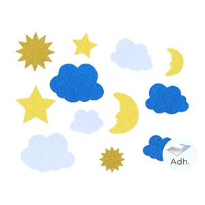 INNSPIRO Soleils, lunes, étoiles et nuages en caoutchouc EVA adhésif à paillettes 30 pièces, idéal pour les travaux manuels avec les enfants, les décorations et les activités créatives - Publicité