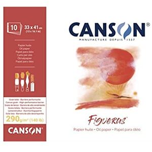 Canson Figueras Bloc 10 feuilles de papier blanc pour peinture à l'huile Grain toile de lin 33 x 41 cm 290g/m² - Publicité