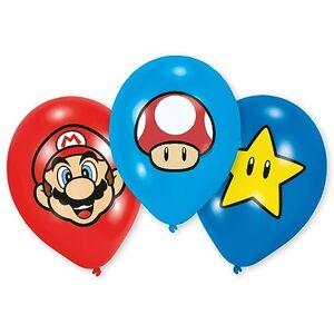 amscan 9901999 Lot de 6 ballons en latex Super Mario Bros, Coloré - Publicité