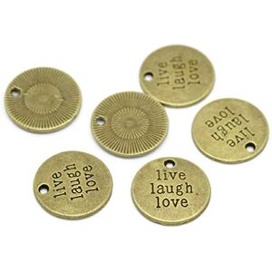 SiAura Material ? 5 pendentifs breloque Live Laugh Love 20 mm bronze - Publicité