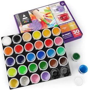 ARTEZA Peintures au doigt  pour tout-petits, non toxique, jeu de 30 couleurs, contenants de 1 oz, lavable, set d'art pour enfants, pour projets de papier, toile et bricolage - Publicité