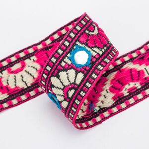 NEOTRIMS Galons,rubans indien à paillettes sequins Miroir Broderie  fait main avec motif fleur style gujarati pour décoration vêtements,artisanat,bijoux,costumes,sari,sac - Publicité