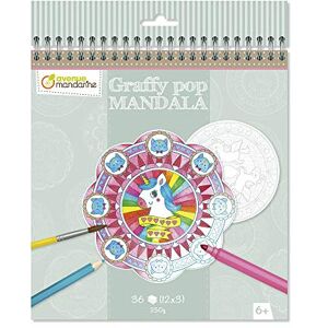 Avenue Mandarine GY071C Un carnet Graffy pop Mandala 36 pages pré-découpées à colorier (12 designs x3) 250g, Magie - Publicité