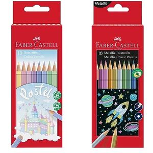 Faber-Castell 205068 Set de crayons de couleur métalliques et pastels, 20 pièces, incassables, pour enfants et adultes - Publicité