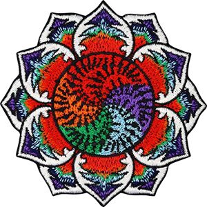 EXPRESS-STICKEREI Écusson Thermocollant Patch Lotus Mandala   Œuvre d'Art Brodée   Patch Lotus à Coudre ou à Repasser   Écusson de Yoga pour Tous les Tissus   80x80mm - Publicité