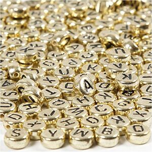 Creativ Lot de 200 perles avec lettre 7 mm, taille du trou 1,2 mm, couleur dorée, 21 g environ - - Publicité