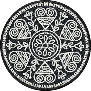 EXPRESS-STICKEREI Écusson Thermocollant "Mandala" Patch à motif floral Mandala à coudre/à repasser   Sticker de cœur brodé   Applique florale pour tous les tissus   75x75mm - Publicité