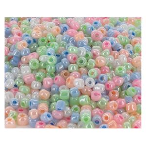 O color Bocal de 500 perles de rocailles nacrées, diamètre 5mm, couleurs assorties - Lot de 3 Rouge