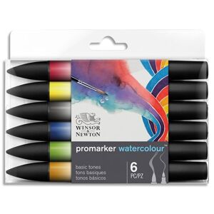 Winsor  & newton Set de 6 Promarker aquarellable - Tons basiques assortis