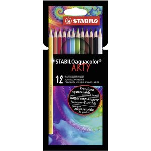 STABILOaquacolor ARTY crayon de couleur aquarellable - Etui carton de 12 crayons - Coloris assortis - Lot de 3