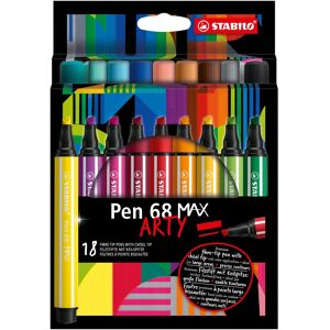 Stabilo Etui carton de 18 feutres Pen 68 MAX ARTY. Pointe large biseautée. Coloris assortis