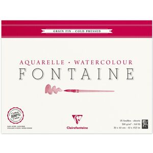 Clairefontaine Fontaine bloc collé 4 côtés 25F 30x40cm 300g grain fin - Lot de 2