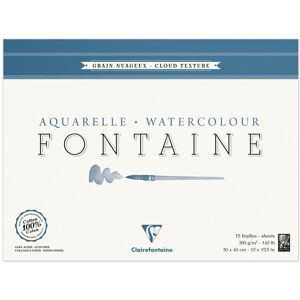 Clairefontaine Fontaine bloc collé 4 côtés 15F 30x40cm 300g grain nuageux - Lot de 2