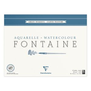 Clairefontaine Fontaine bloc collé 4 côtés 15F 36x48cm 300g grain nuageux - Lot de 2