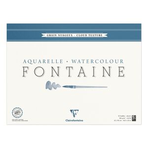 Clairefontaine Fontaine bloc collé 4 côtés 15F 42x56cm 300g grain nuageux - Lot de 2