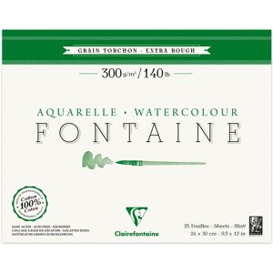 Clairefontaine Fontaine bloc collé 4 côtés 25F 24x30cm 300g grain torchon - Lot de 2