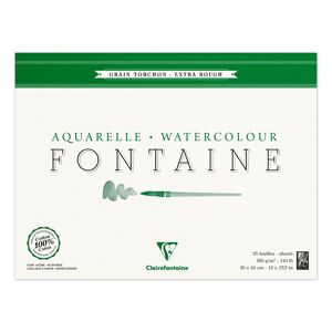 Clairefontaine Fontaine bloc collé 4 côtés 25F 30x40cm 300g grain torchon - Lot de 2