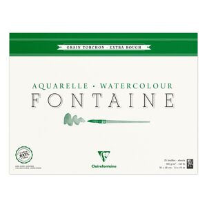 Clairefontaine Fontaine bloc collé 4 côtés 25F 36x48cm 300g grain torchon - Lot de 2