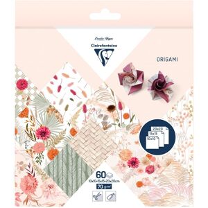 Clairefontaine ORIGAMI, Pochette de 60 feuilles 70g/m2 3 formats - Fleurs séchées - Assortis - Lot de 5