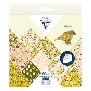 Clairefontaine ORIGAMI, Pochette de 60 feuilles 70g/m2 3 formats - Printemps - Multicolore - Lot de 5