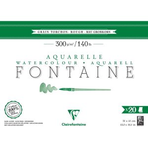 Clairefontaine Fontaine bloc collé 4 côtés 20F 31x41cm 300g grain torchon - Lot de 2