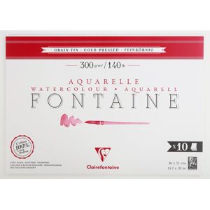 Clairefontaine Fontaine bloc collé 1 côté 10F 36x51cm 300g grain fin - Lot de 2