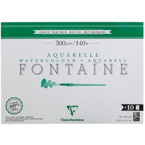 Clairefontaine Fontaine bloc collé 1 côté 10F 26x36cm 300g grain torchon - Lot de 2