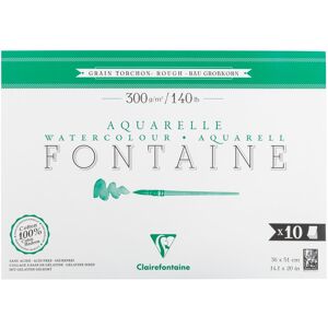 Clairefontaine Fontaine bloc collé 1 côté 10F 36x51cm 300g grain torchon - Lot de 2