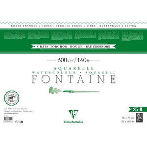 Clairefontaine Fontaine paquet 4 bords frangés 25F 56x76cm 300g grain torchon