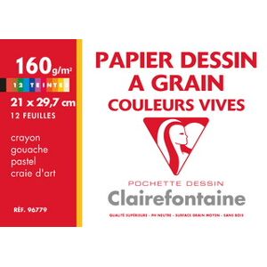 Clairefontaine Etival Color pochette 12F A4 160g - Assortiment vif - Lot de 10