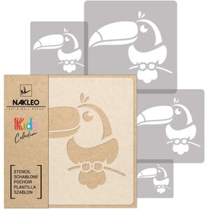 Nakleo Pochoirs en plastique reutilisables 5 pieces TOUCAN OISEAU