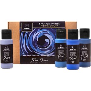 Nakleo Ensemble de peinture acrylique au pochoir - 4 couleurs (60 ml,  2 oz) - DEEP OCEAN